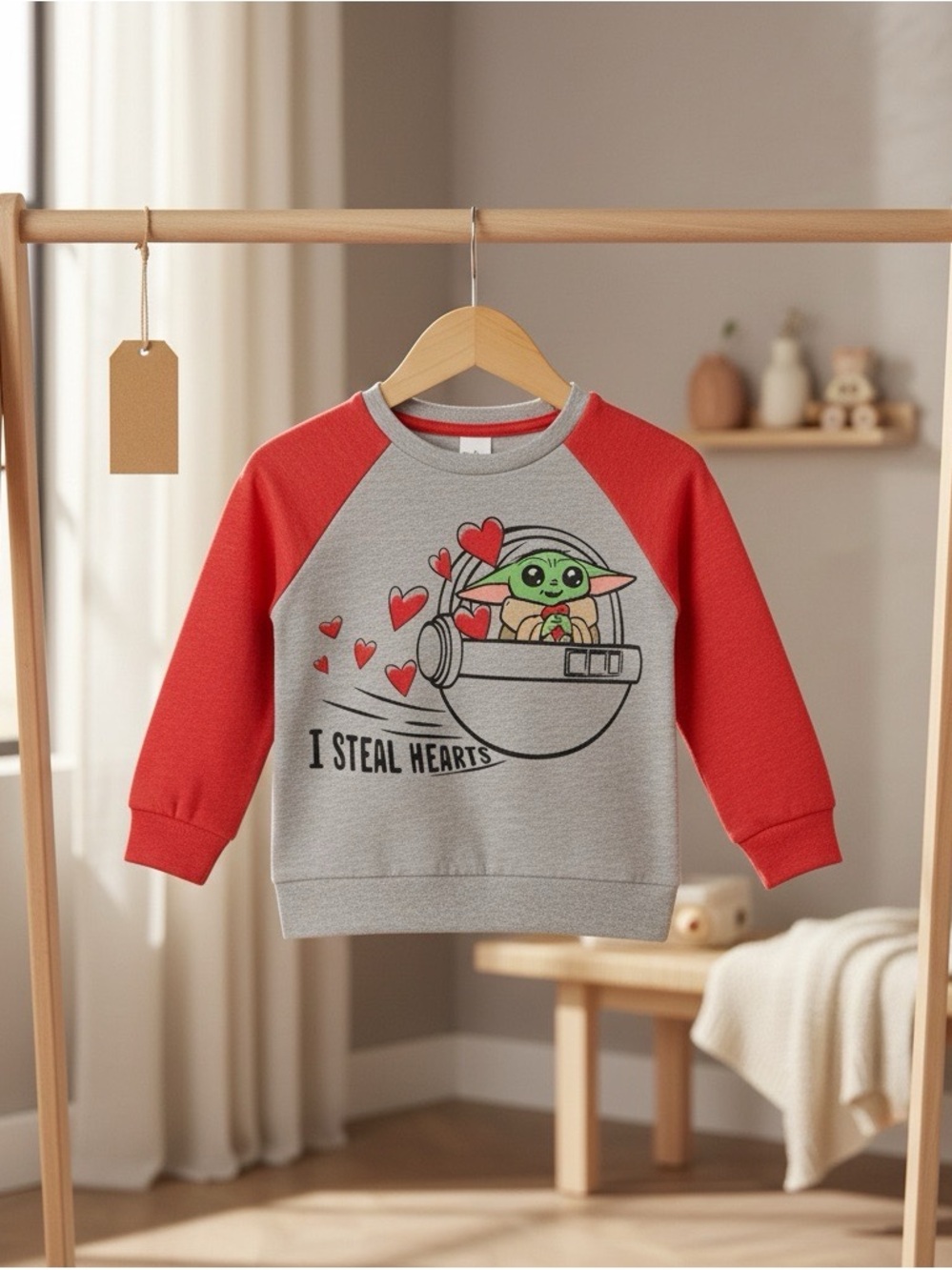 Star Wars ~ The Mandalorian ~ The Child Baby Yoda "I Steal Hearts" Sweatshirt 2T